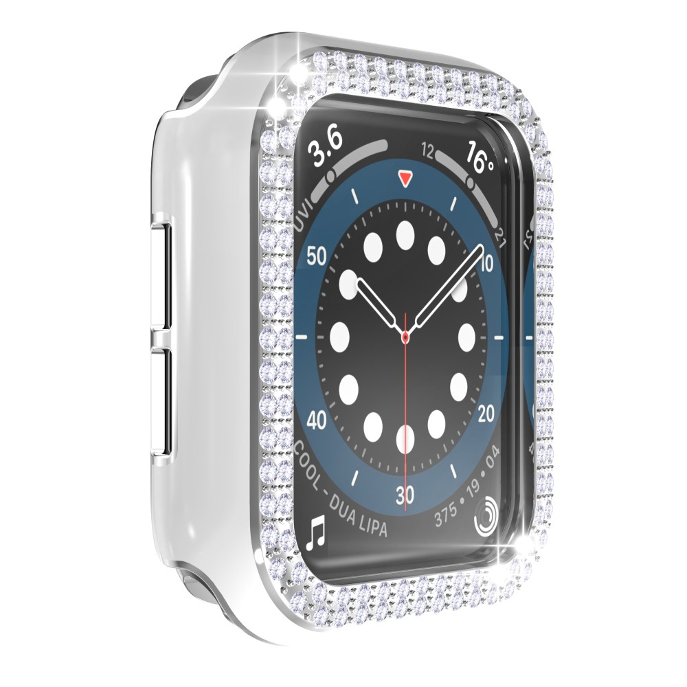 Apple Watch (44mm) Galvanisierte Glitzer Strass Bumper Hülle - Silber