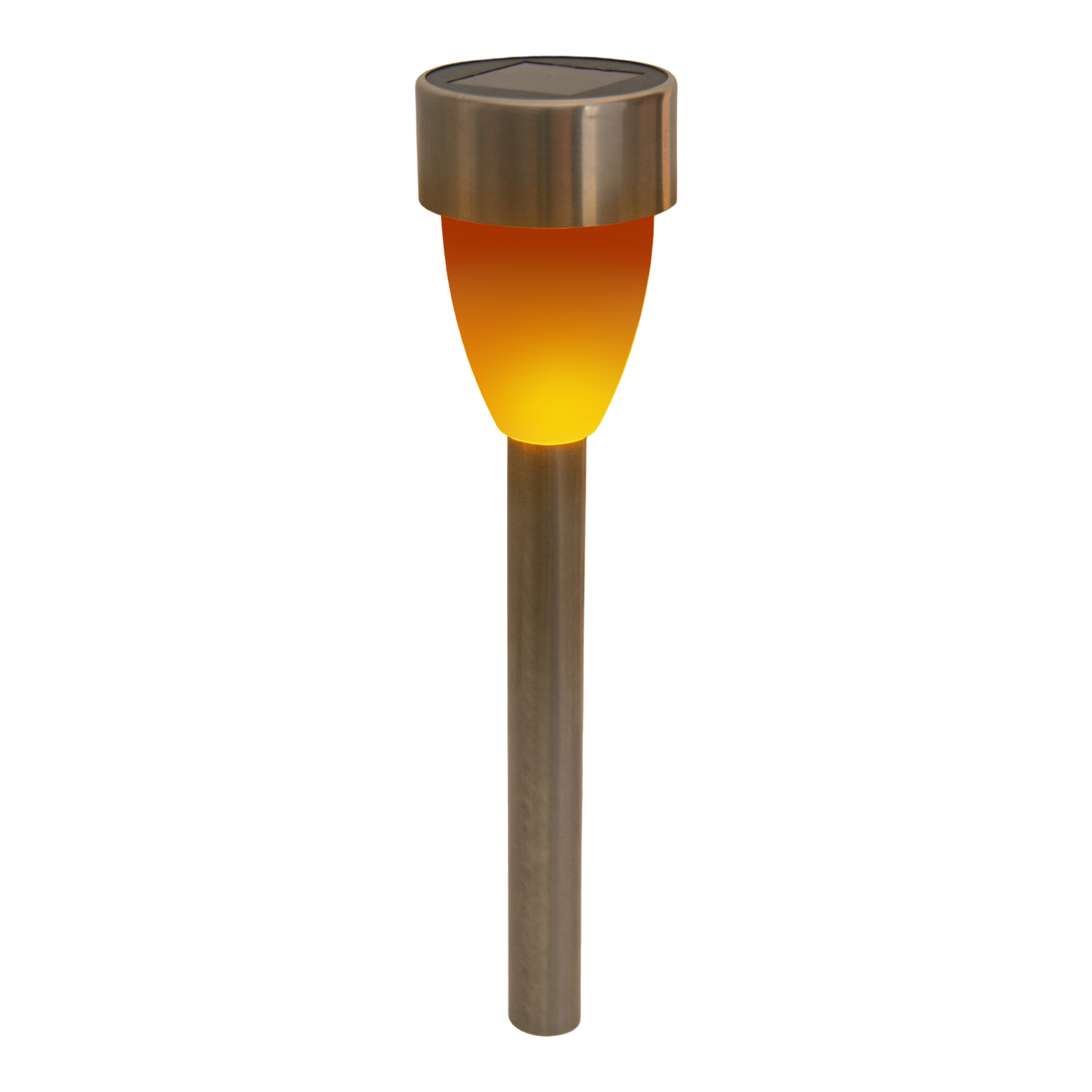 6er-Set LED-Solar-Erdspieß - Edelstahl - Flammeneffekt