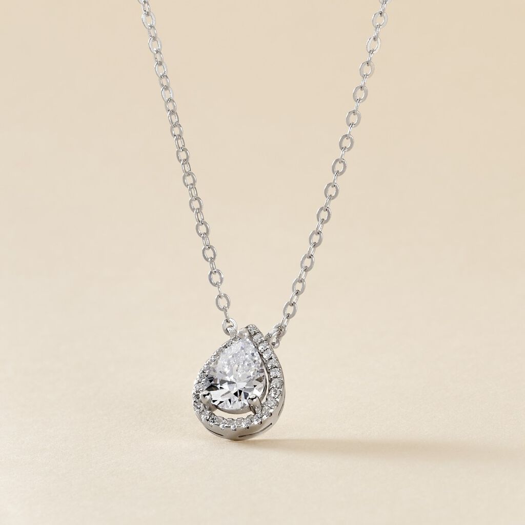 Collier Hafza Argent Blanc Oxyde De Zirconium