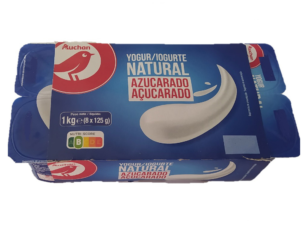 IOGURTE AUCHAN NATURAL AÇUCARADO 8X125G