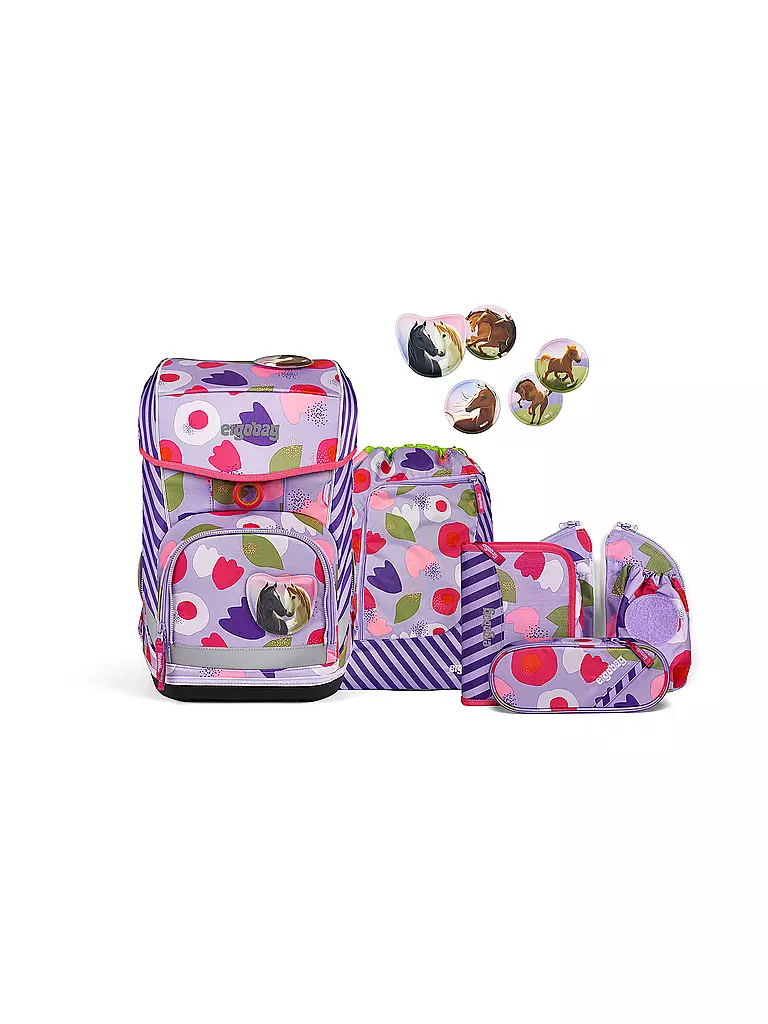 ERGOBAG Schultaschen Set 6tlg CUBO Light -  BlütenzauBär lila