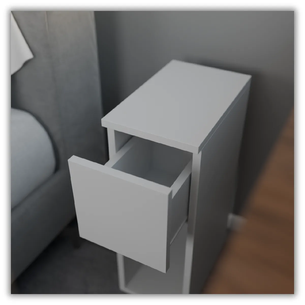 Table de chevet - Blanc - 1 tiroir - Design moderne