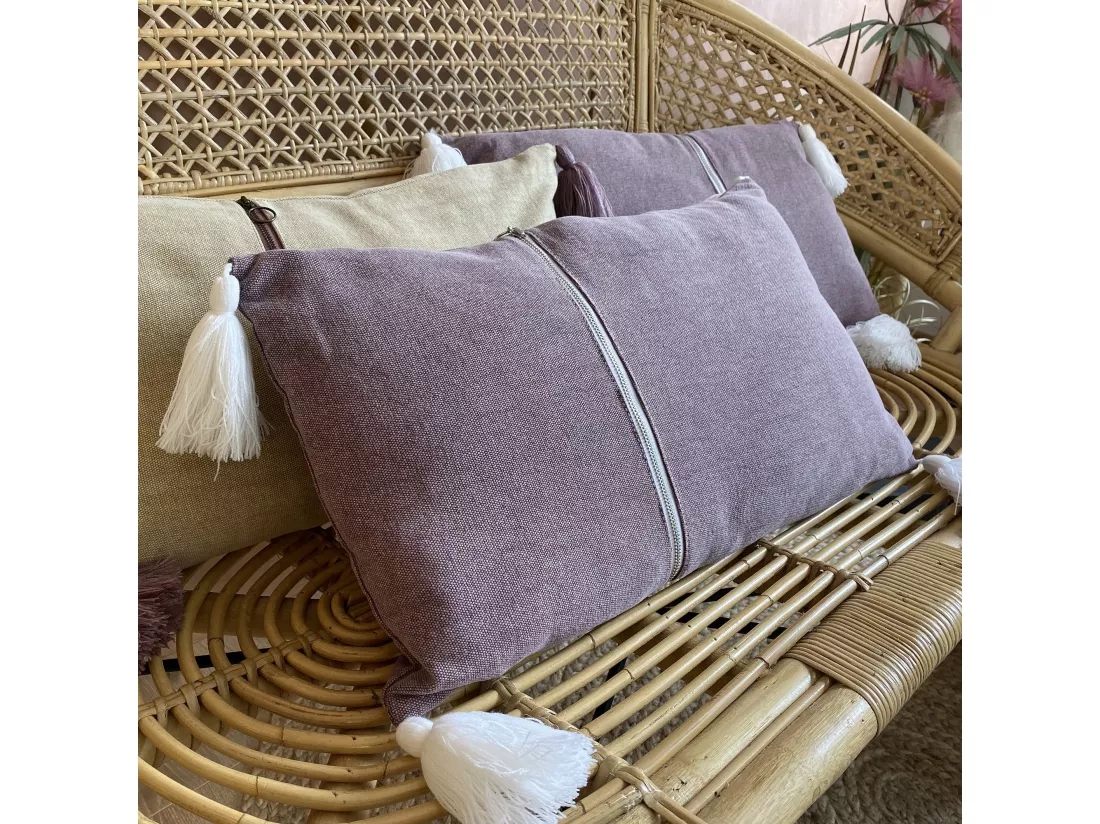 Now's Home - Coussin Rose 100% Coton Lave Zip Deco.vertical 30x50cm