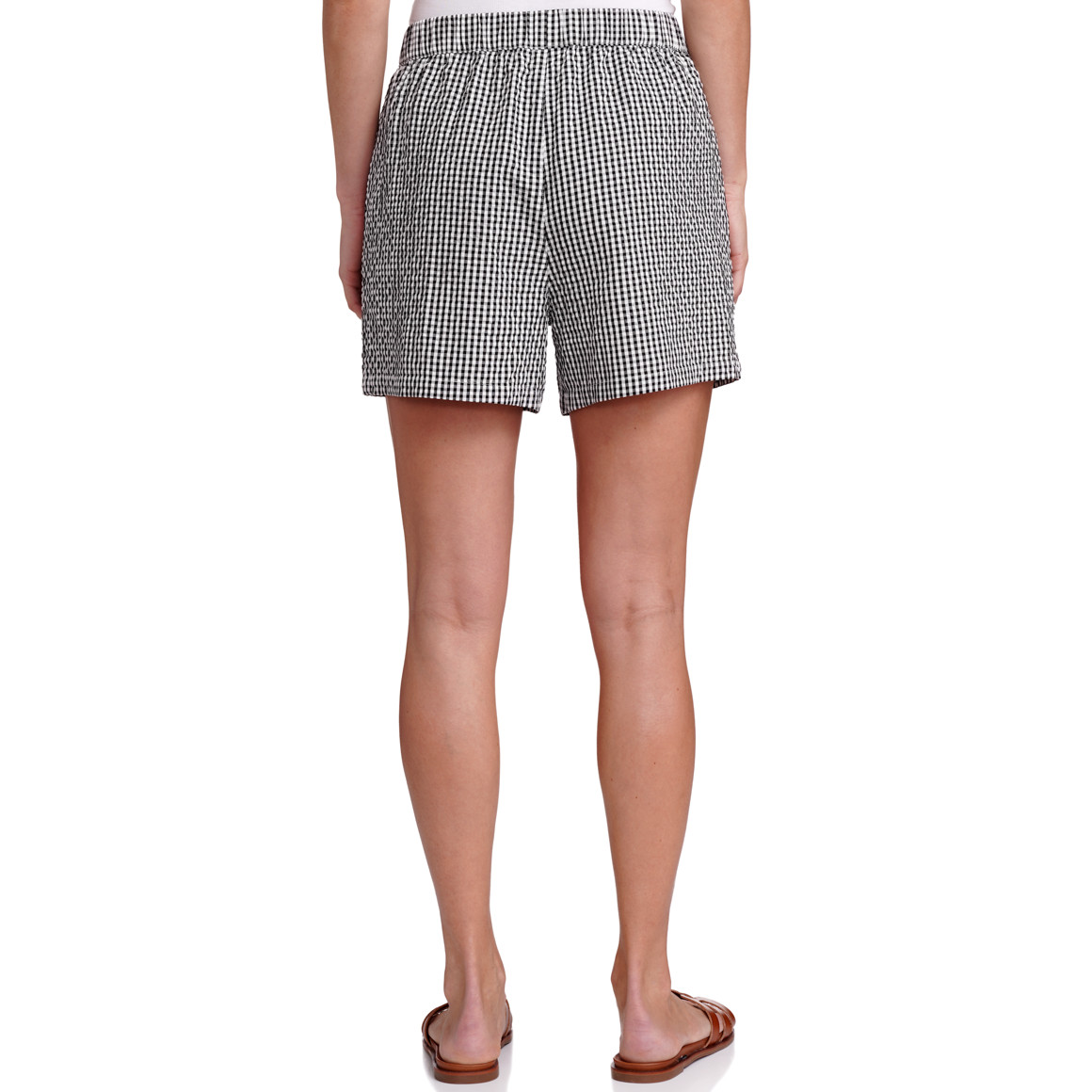 Damen Shorts in Seersucker-Struktur schwarz / weiss