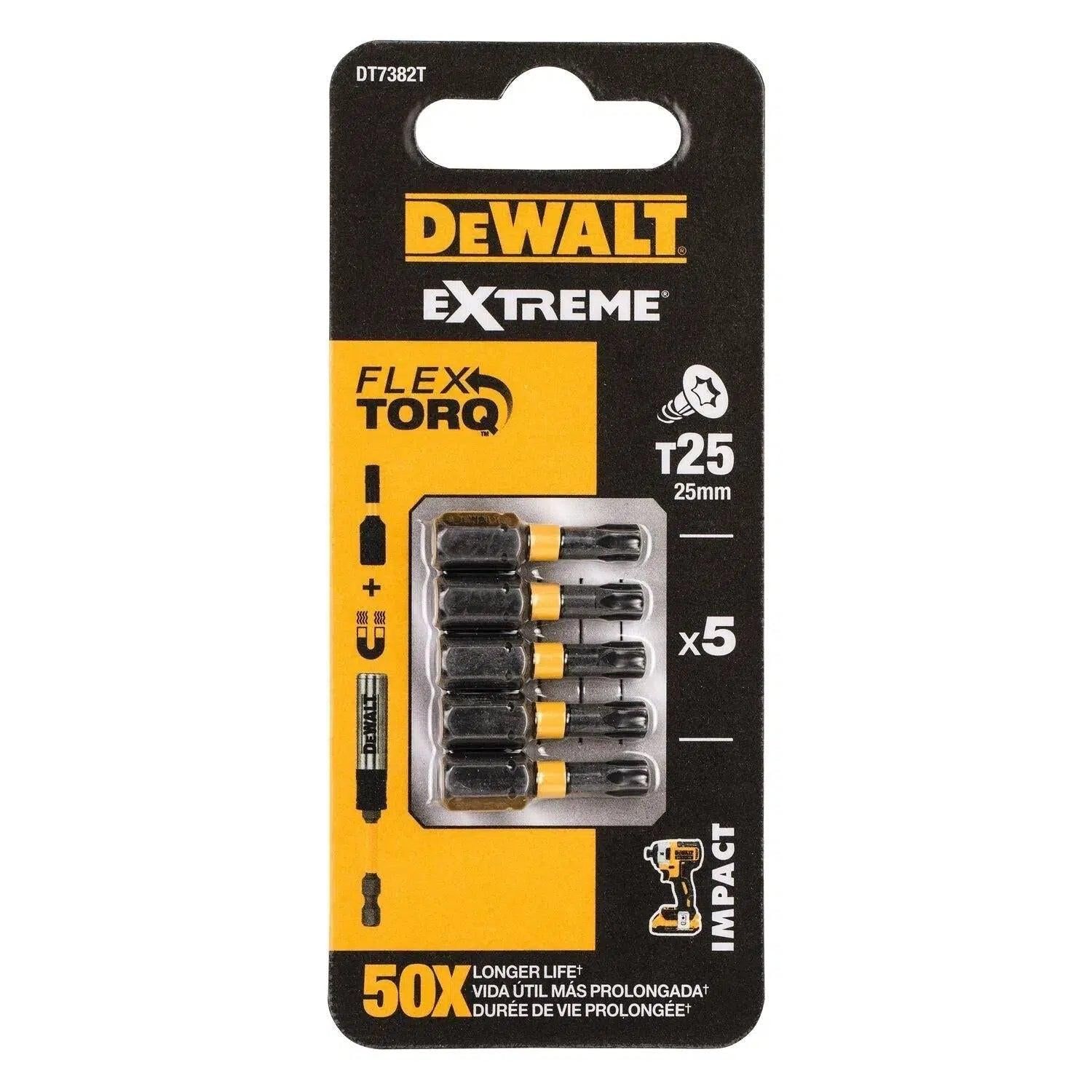 DeWALT DT7382T Extreme Impact Torsion Schroefbits T25 25mm VE=5