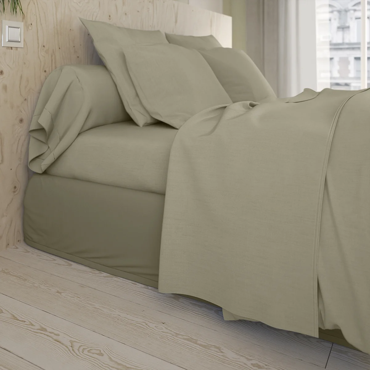 Drap plat Studio Coton Marron Glacé