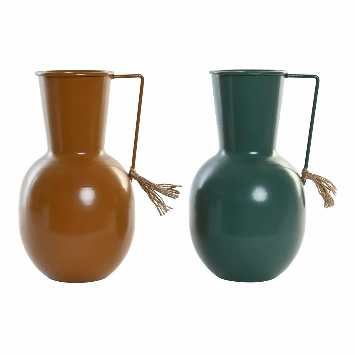 DKD Home Decor Vase 2 Unités - Orange Vert Moutarde