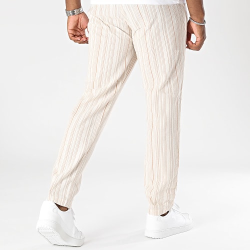Pantalon A Rayures Beige
