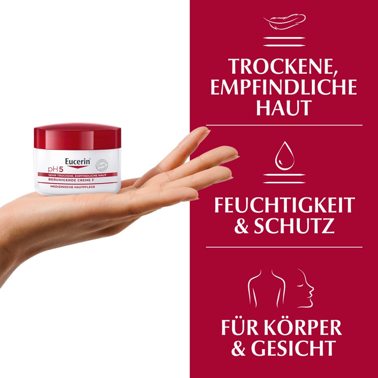 Eucerin® pH5 Reichhaltige Creme F – Beruhigende Hautpflege für strapazierte Haut, spendet 24h intensive Feuchtigkeit - Jetzt 3€ sparen mit Code 