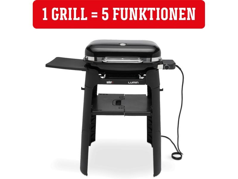 Weber Standgrill Elektro Lumin, Schwarz Elektrogrill mit Stand