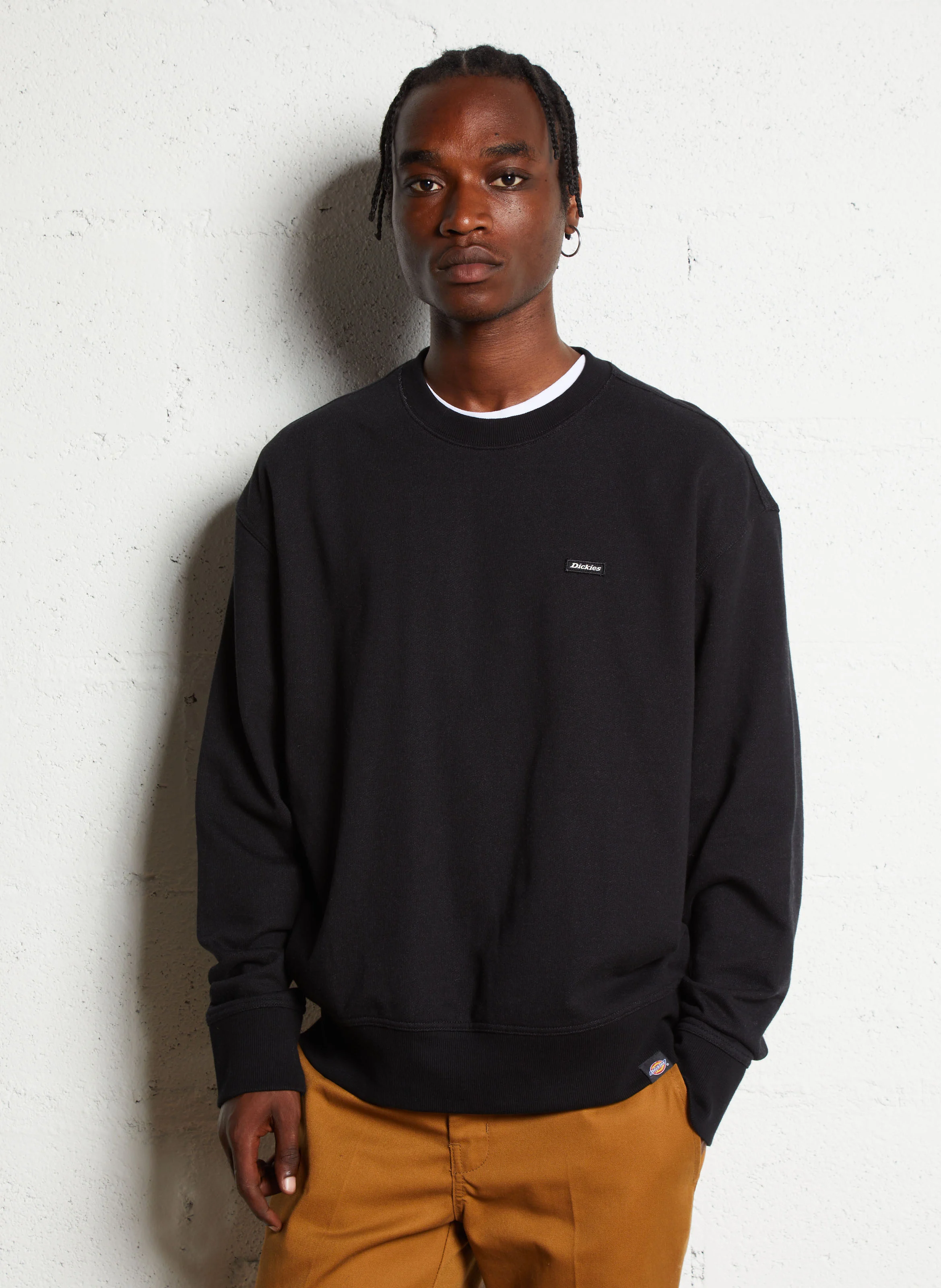 CLANCY - Sweat col rond ample en coton | Noir