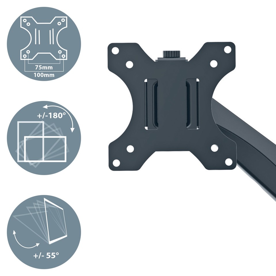 Leitz - Ergo Monitor arm space-saving single - Dark grey