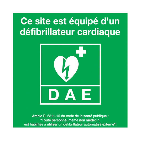Panneau de signalisation défibrillateur 200 x 200 mm