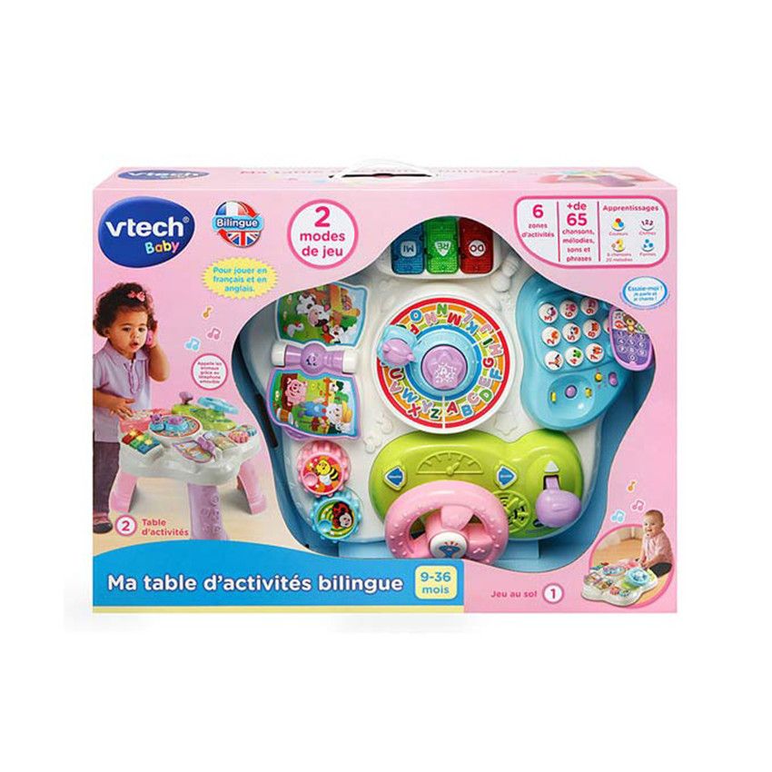 Table d'activités bilingue - Rose - Ecru