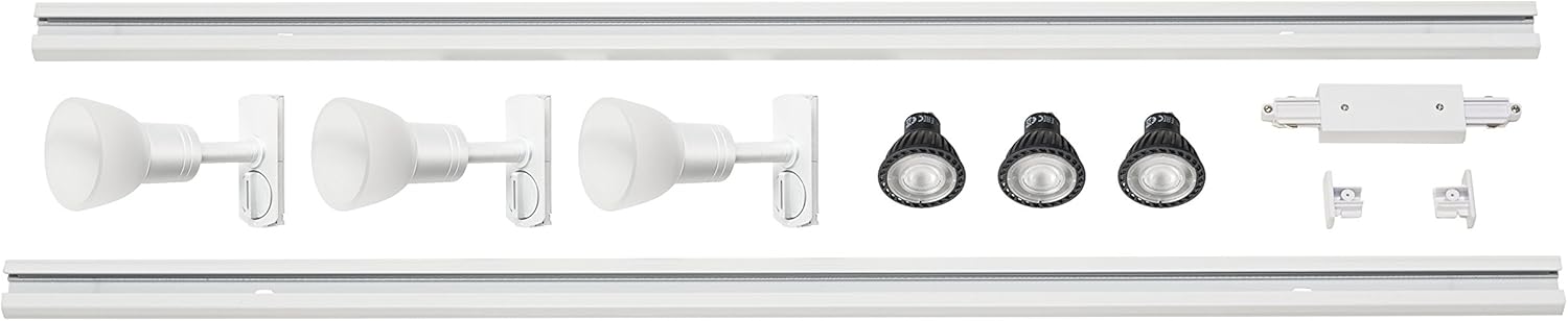 SLV LED Schienensystem PURIA, Starter Set, 1Phasen Schienen-Leuchte zur individuellen Innen-Beleuchtung, dreh- und schwenkbare Decken-Spots, Strahler-Schiene, Deckenstrahler, Decken-Lampe, 3x GU10