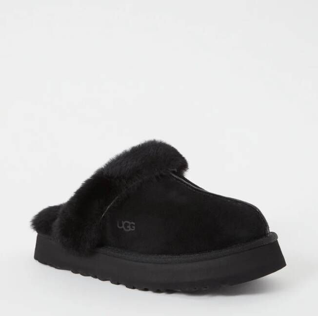 Ugg Slippers & Mules Plush Lined Black Slip-On Sandals With Thick Sole in zwart