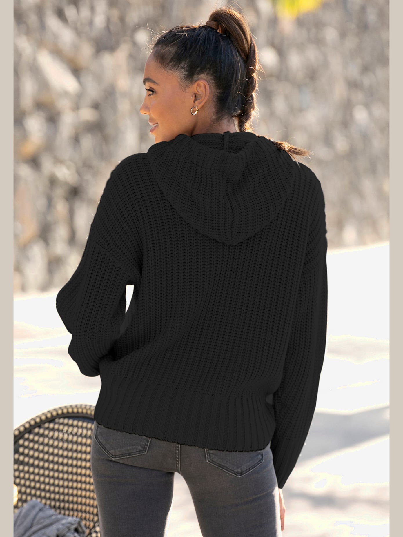 Pull à capuche en grosse maille douce