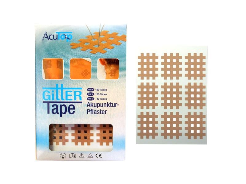 AcuTop Gitter Tape Typ A 2.5 cm x 2 cm 180 Stück Akupunkturpflaster klein