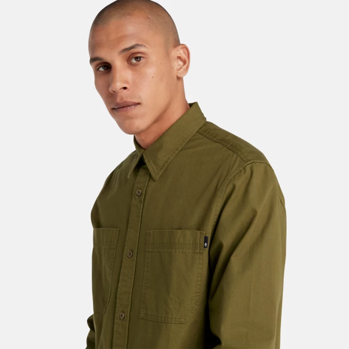 Camisa masculina Windham de algodão na cor verde.