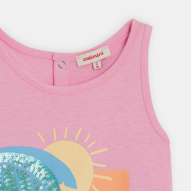 Débardeur bébé fille rose imprimé plage Catimini Rose