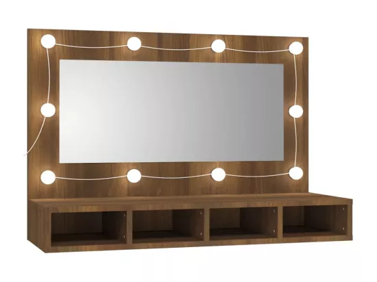 Armoire à miroir avec LED Chêne marron 90x31,5x62 cm