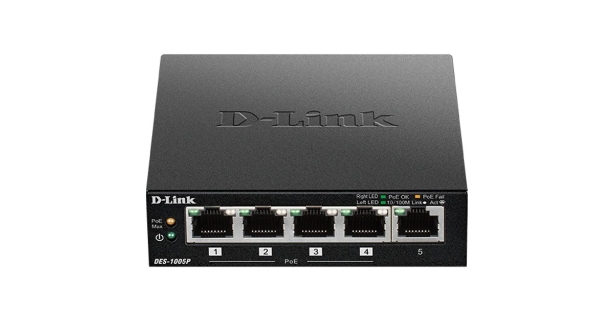 D-LinkDES-1005P switch  (Zwart)