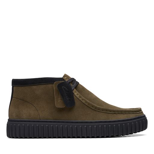 Clarks Torhill Hi Sko, Dark Olive Suede, 43