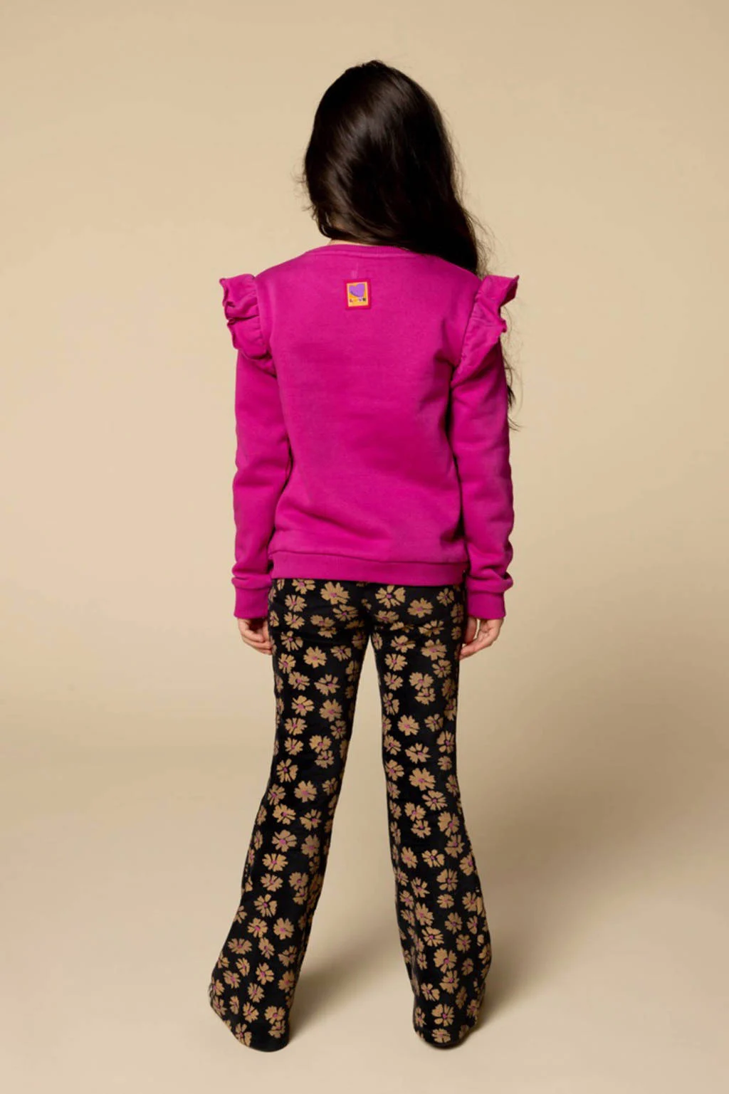 LOOXS little fluwelen flared flared broek zwart