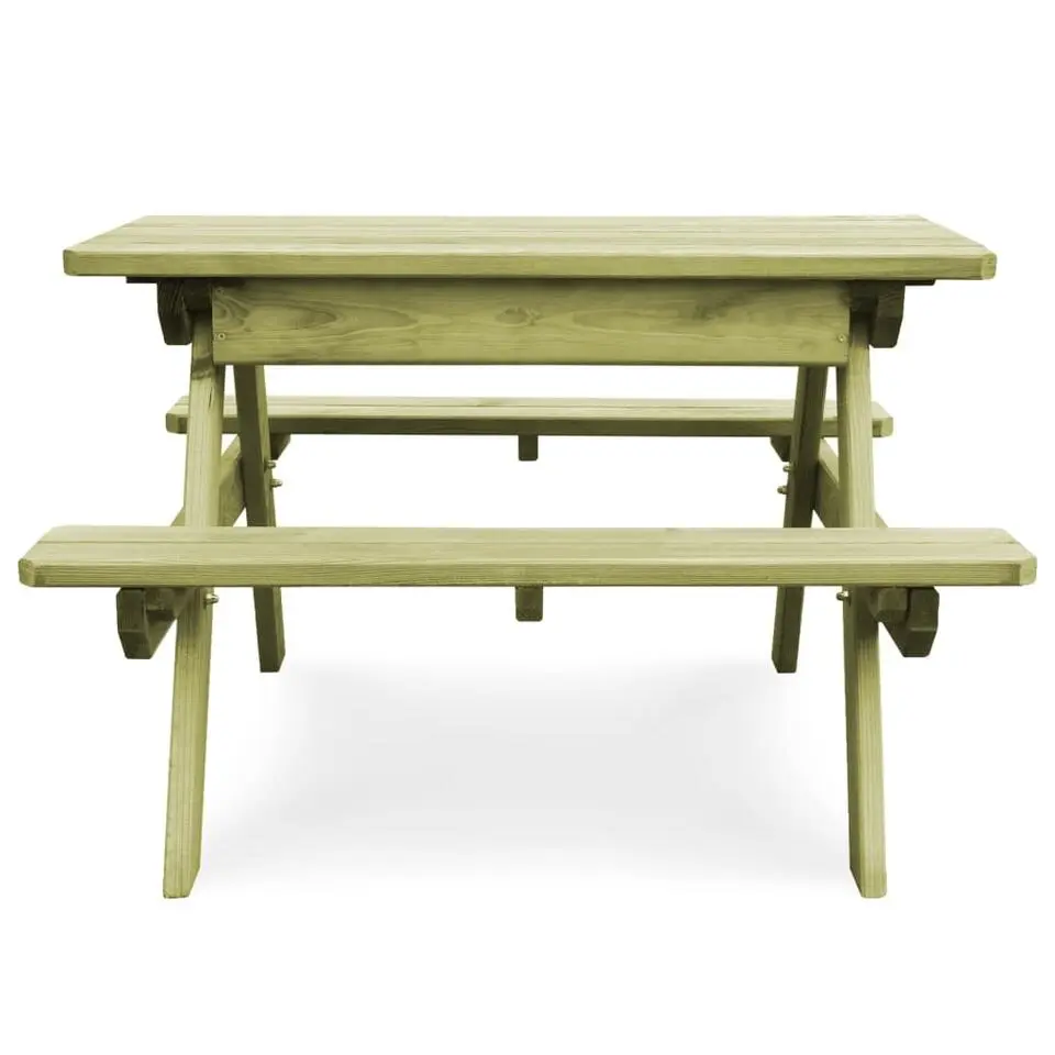 vidaXL - Picknicktafel met banken - Groen - Geïmpregneerd grenenhout