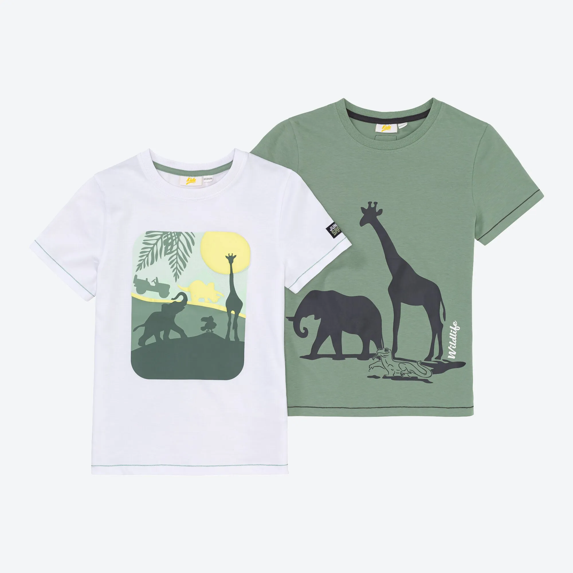 Jungen-T-Shirt mit Safari-Frontaufdruck, 2er-Pack