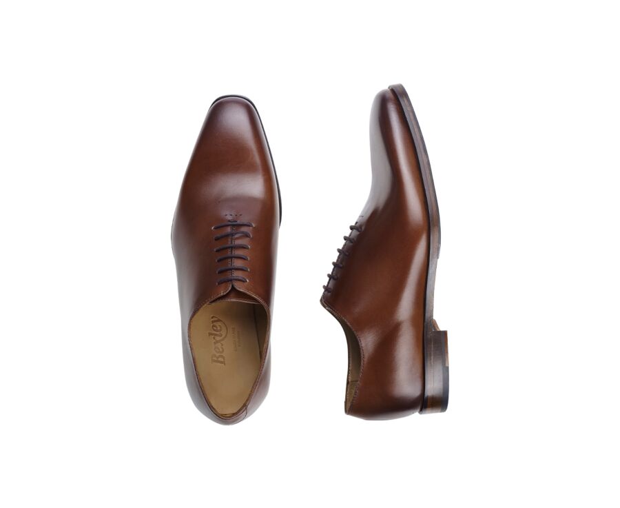 Richelieu homme Châtaigne Patiné semelle cuir avec patin - BELLAGIO PATIN