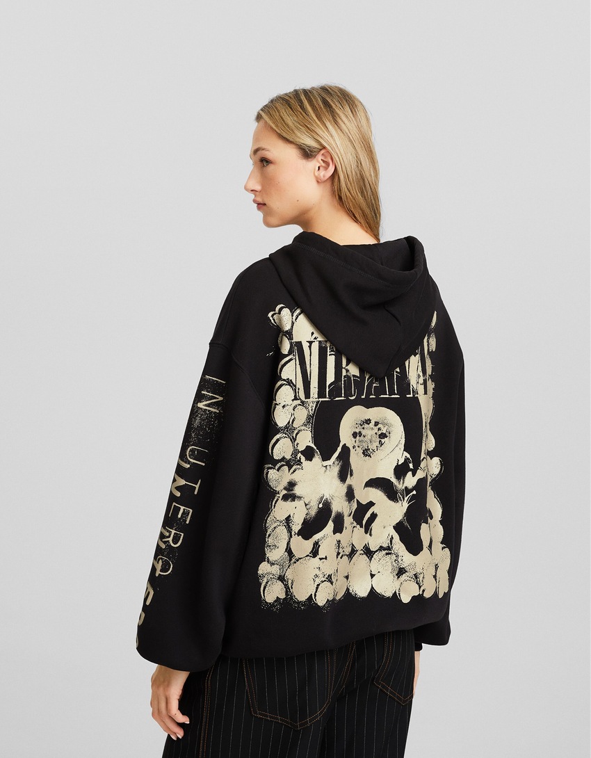 Moletom com capuz estampado do Nirvana