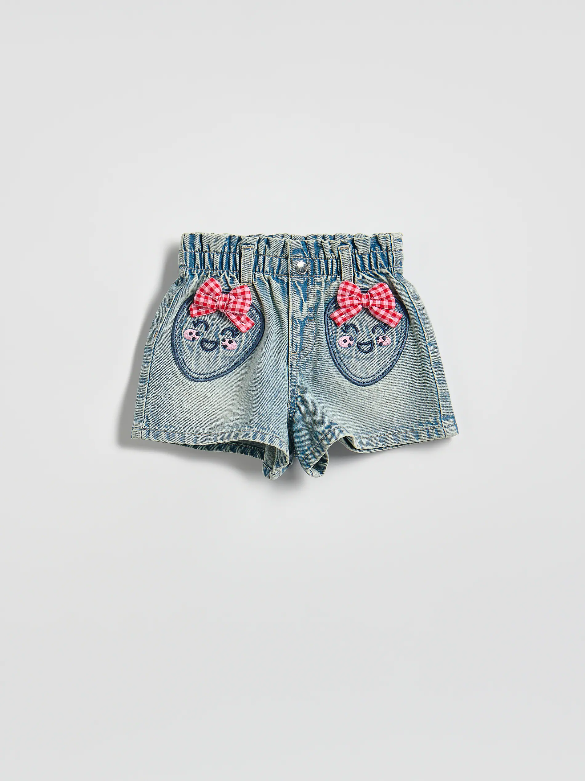 Jeans-Shorts mit Schleife