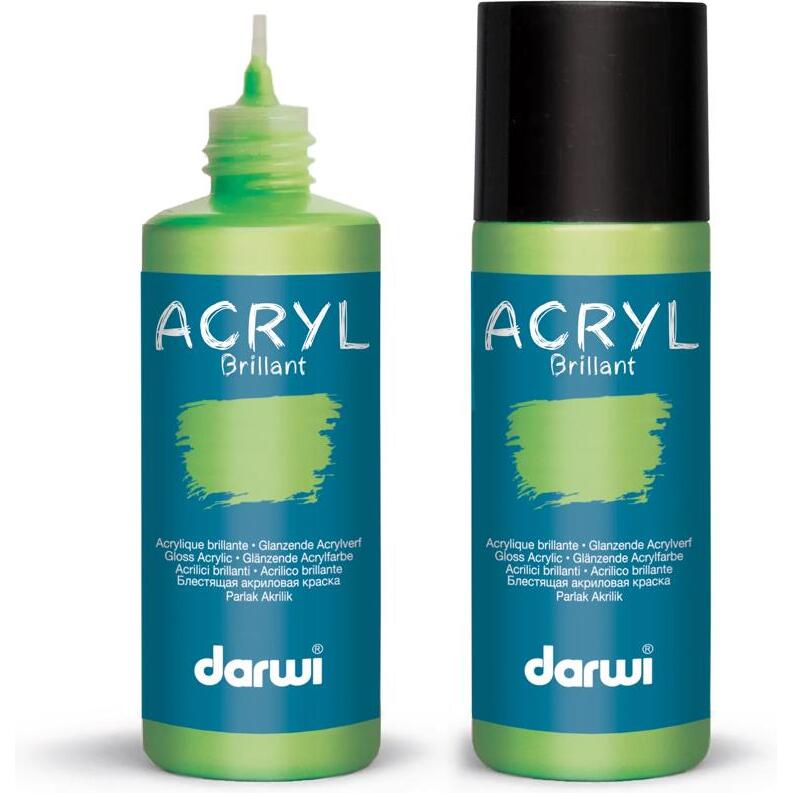 Darwi Flacon de 80 ml de Peinture Acrylique Universelle Brillante - Vert prairie