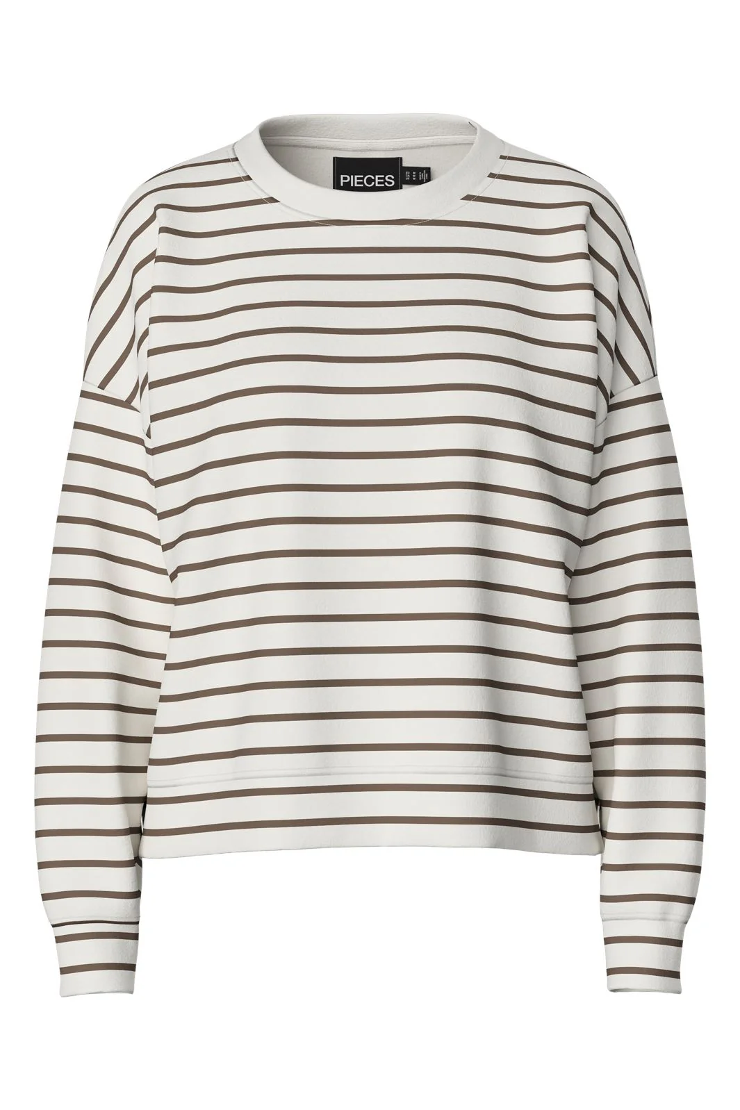 Pieces Pcchilli Ls Sweat Stripes 4701523 cloud dancer morel