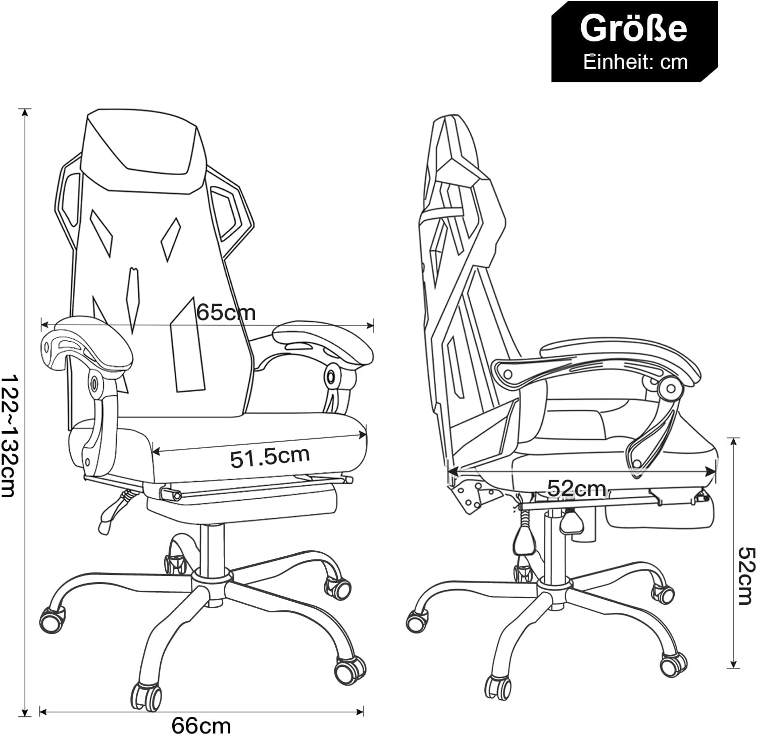 GTPLAYER Ergonomischer Bürostuhl Schreibtischstuhl Gamingstuhl Drehstuhl Verstellbarer Lordosenstütze Kopfstütze Rückenschonend Chefsessel mit Verbindungsarmlehnen Stummrädern schwarz