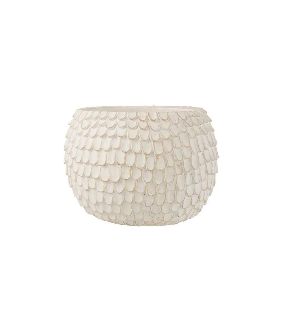Paris Prix - Cache-pot Design feuillage Ciment 31cm Blanc