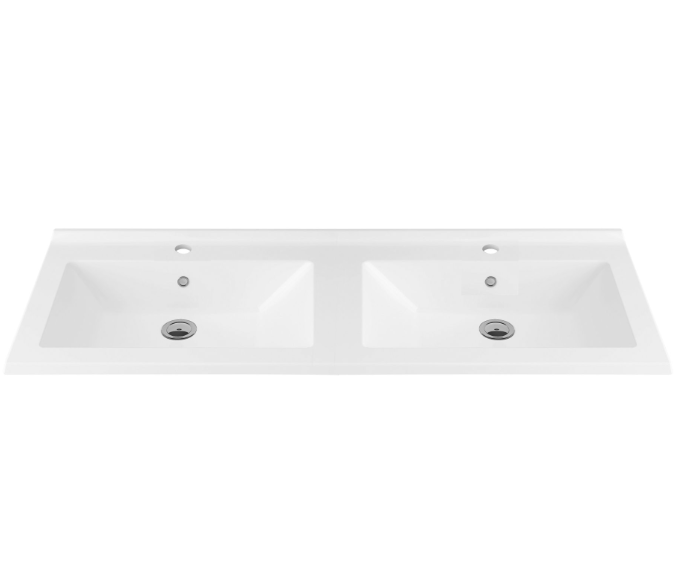 SaniGoods Hayat dubbele wastafel met 2 kraangaten 120x45cm wit