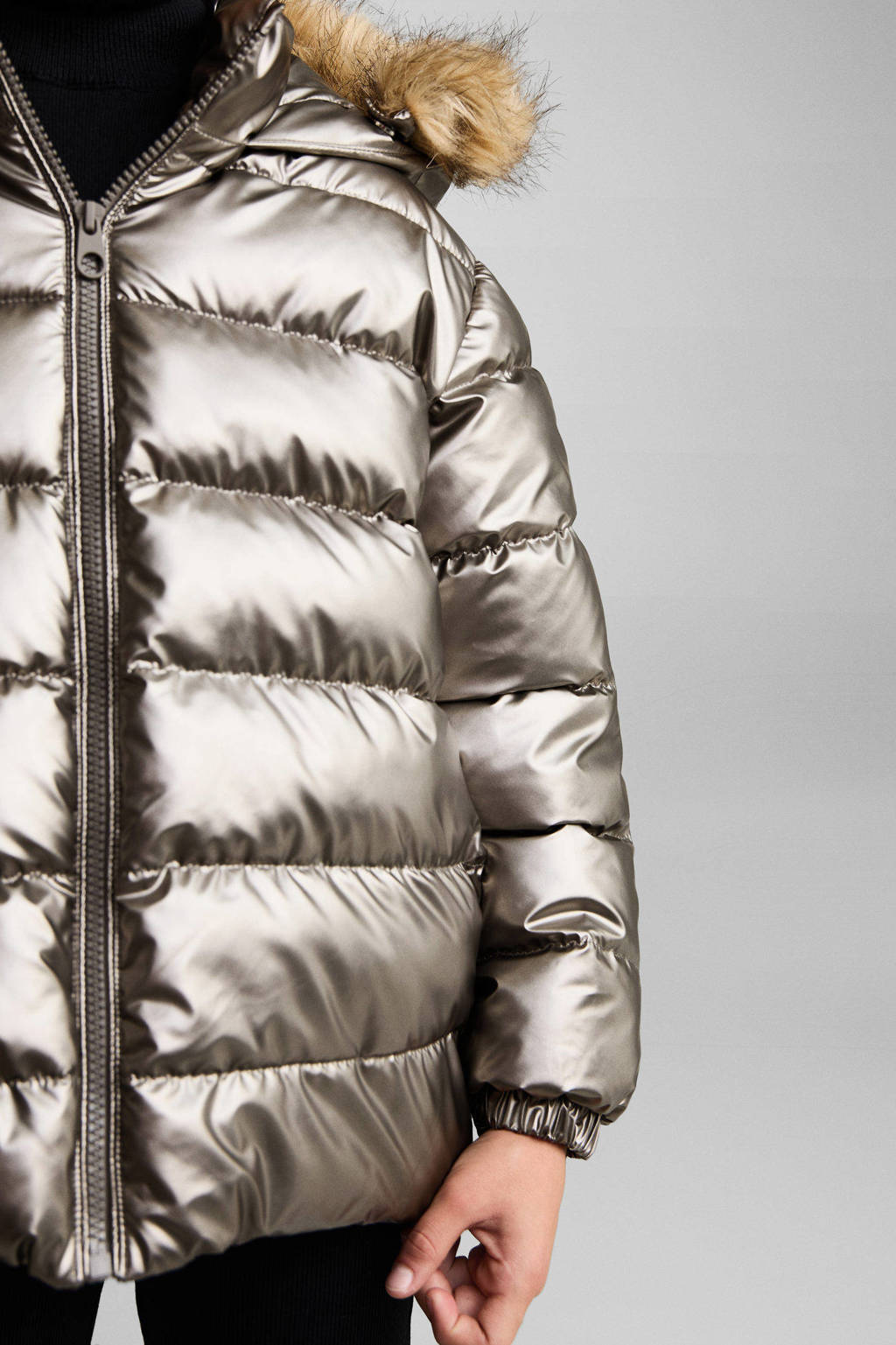 Mango Kids gewatteerde jas zilver