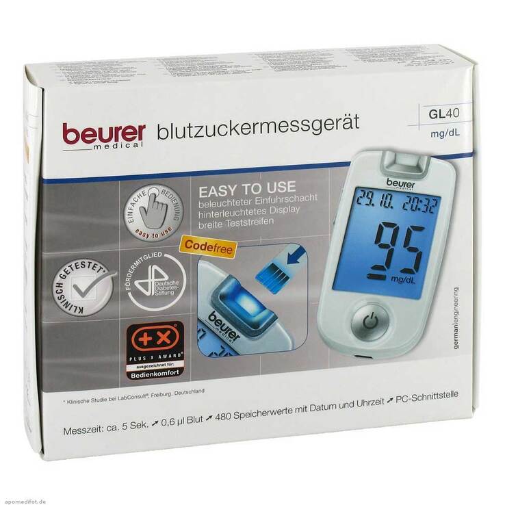 Beurer GL40 mg / dl Blutzuckermessgerät codefree, 1 St