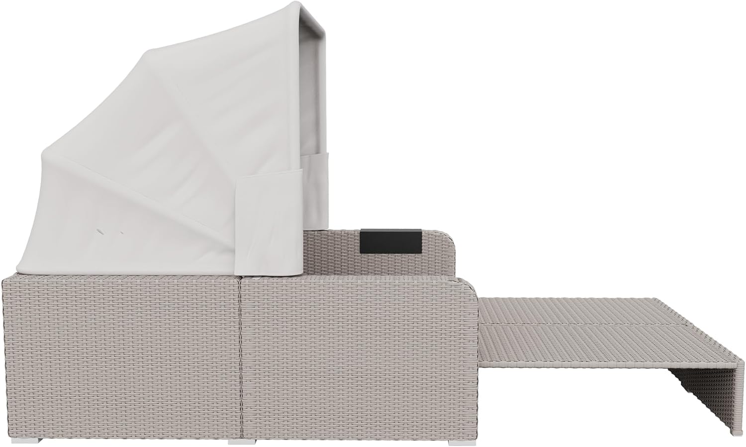 Polyrattan Gartenmöbel für 2 Personen, Gartensofa, Loungesofa, Abnehmbare Markise,Polyrattan und Schwamm,Grau,Khaki (Khaki)