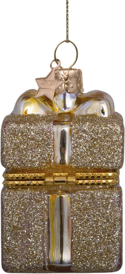 Vondels Ornament glass gold present w/ opening H5. 5cm Gold