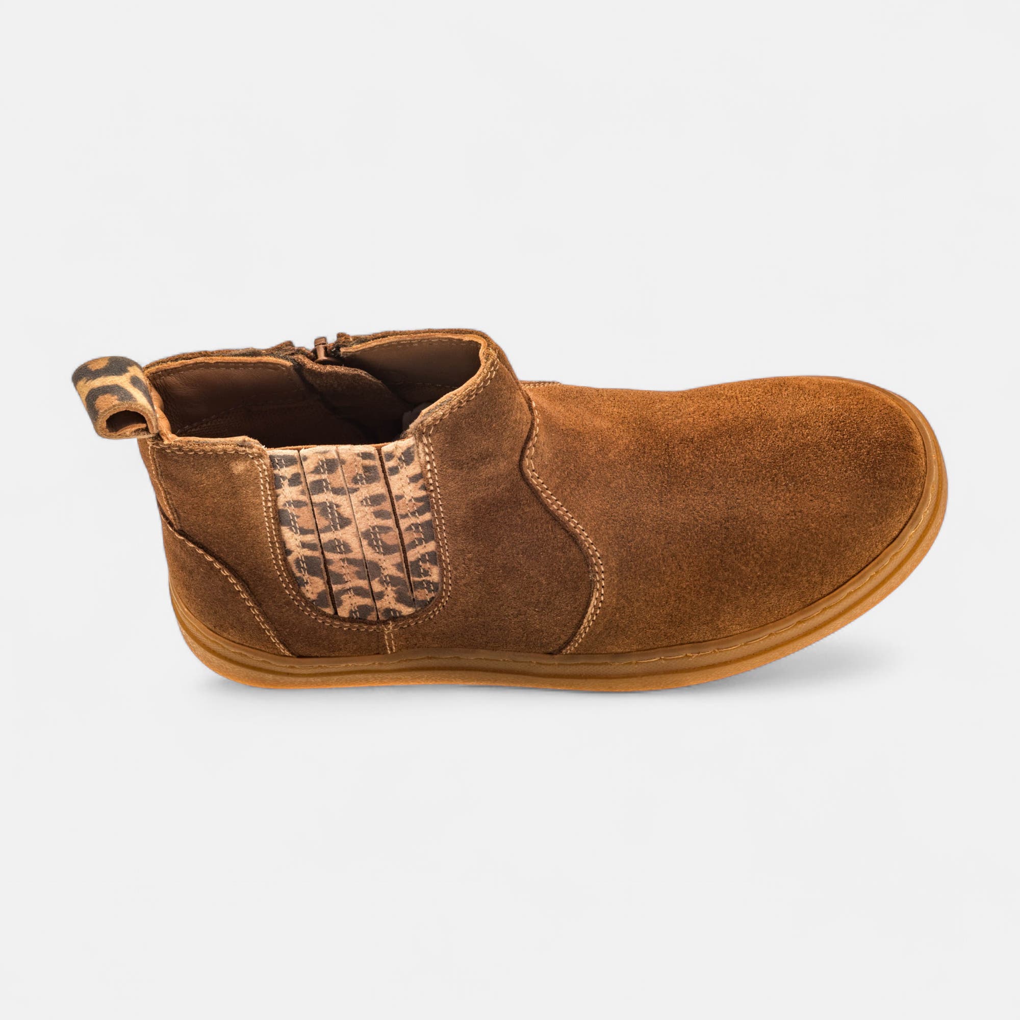 Bottines Fille en cuir cognac