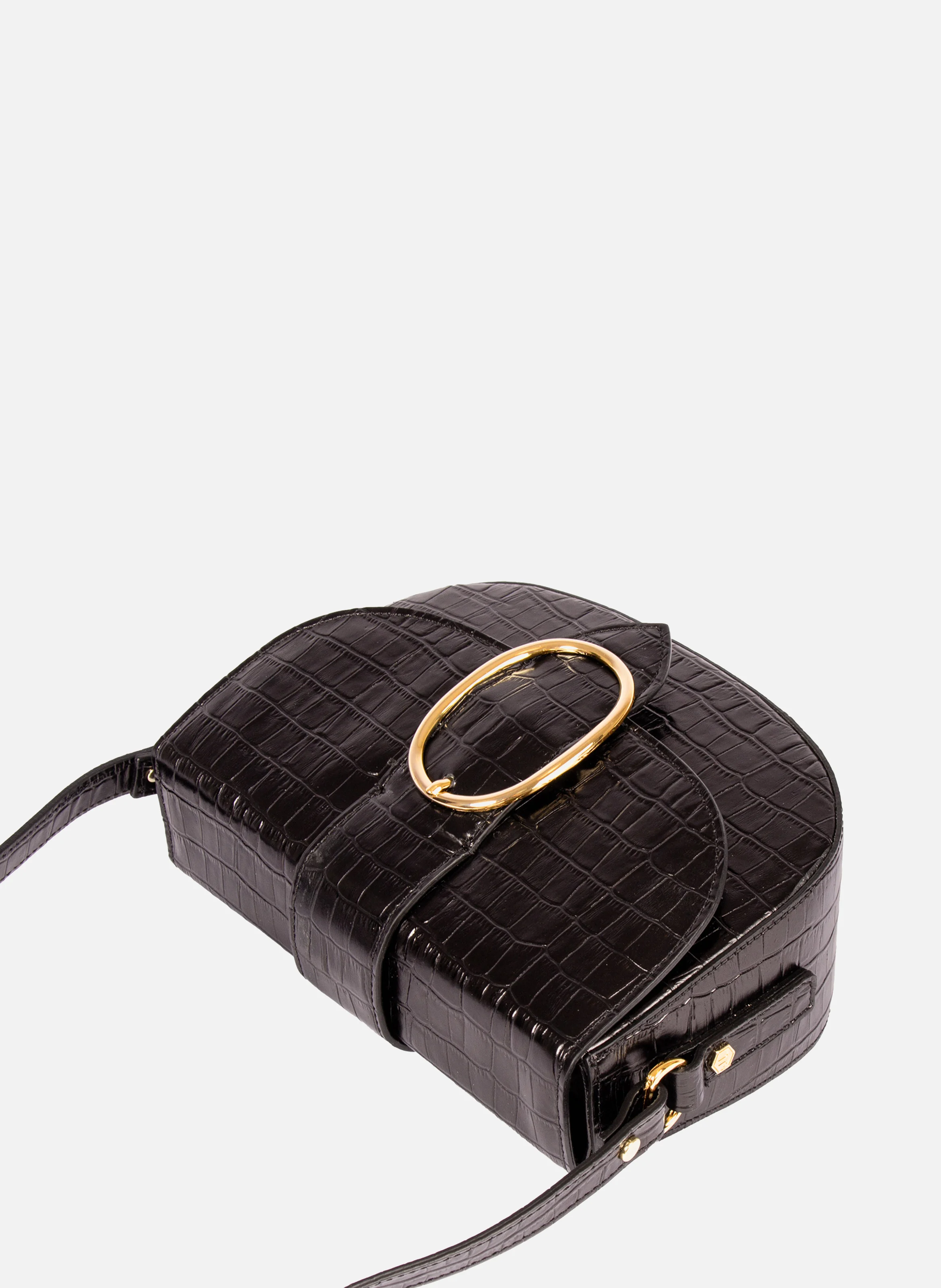 Sac boucle cuir imprimé croco | Noir