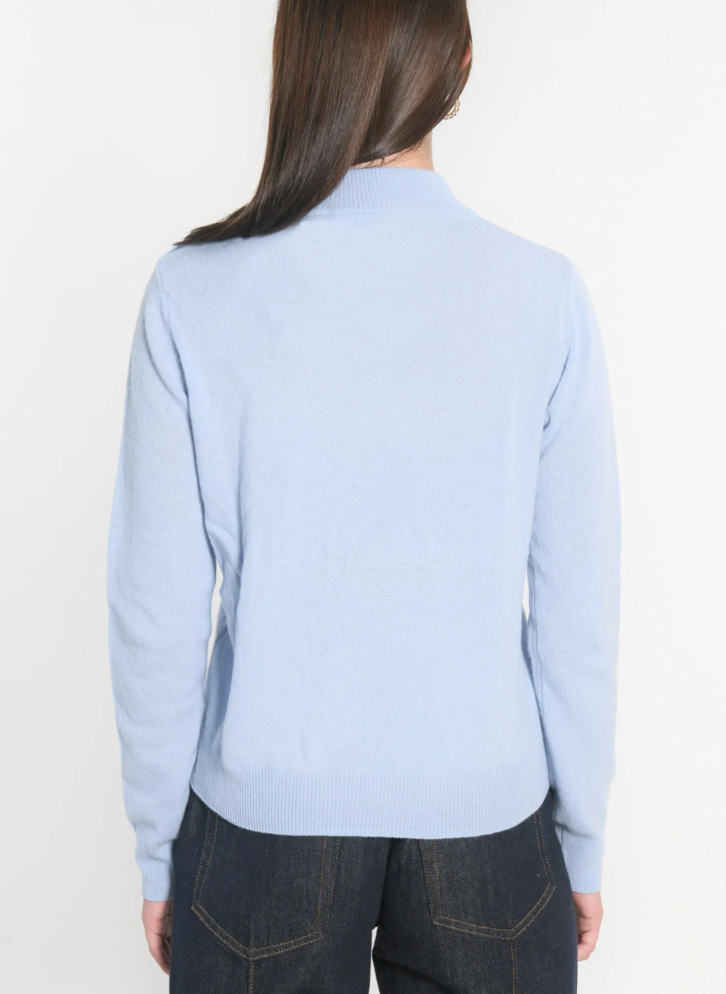 ANITA - Pull droit col montant en laine | Bleu