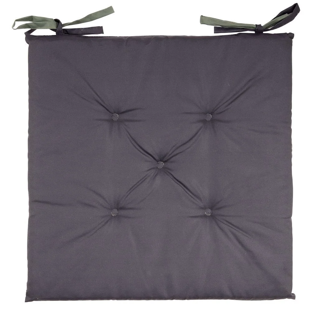 Galette de chaise de jardin réversible uni gris biface vert