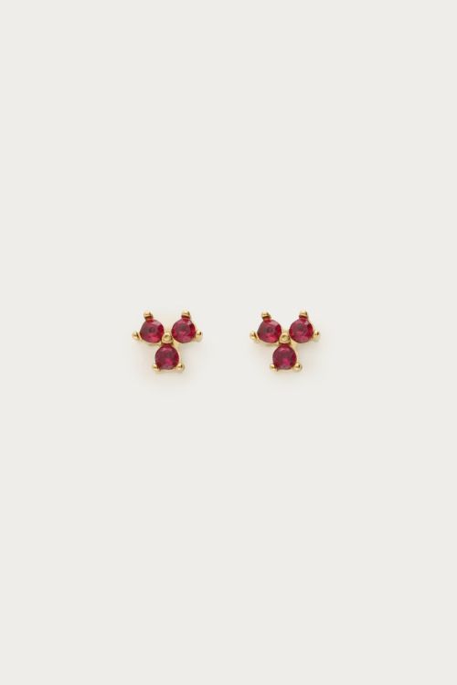 Studs met roze triple strass