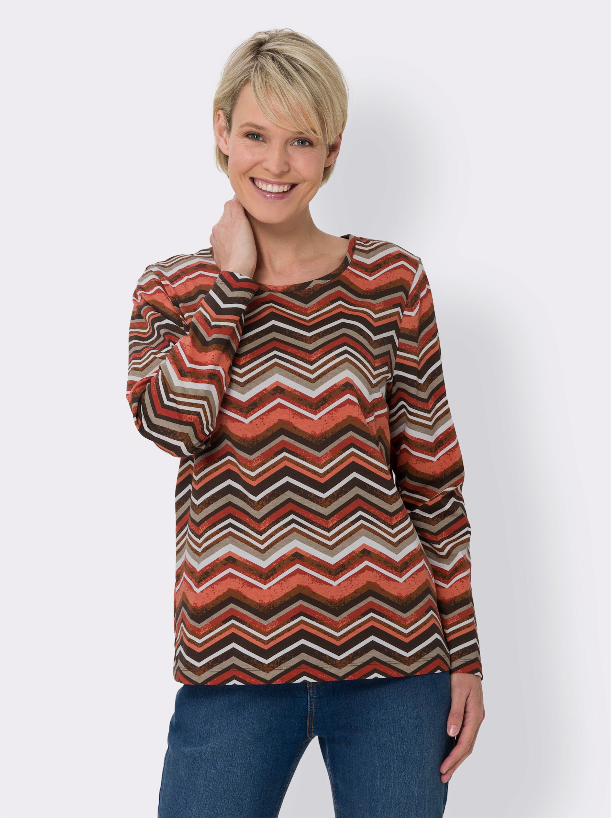 Langarmshirt im Zick-Zack-Muster