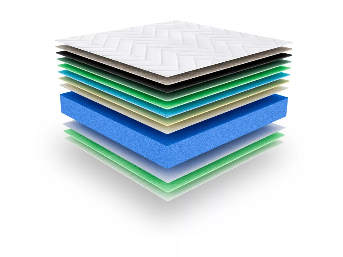 Matelas Wooly Original L 180x200 cm - 24 cm - 12 Couches Confort - Mousse mémoire Carbone - Laine - Latex-HR - 7 Zones - Ferme - Sommeil Réparateur