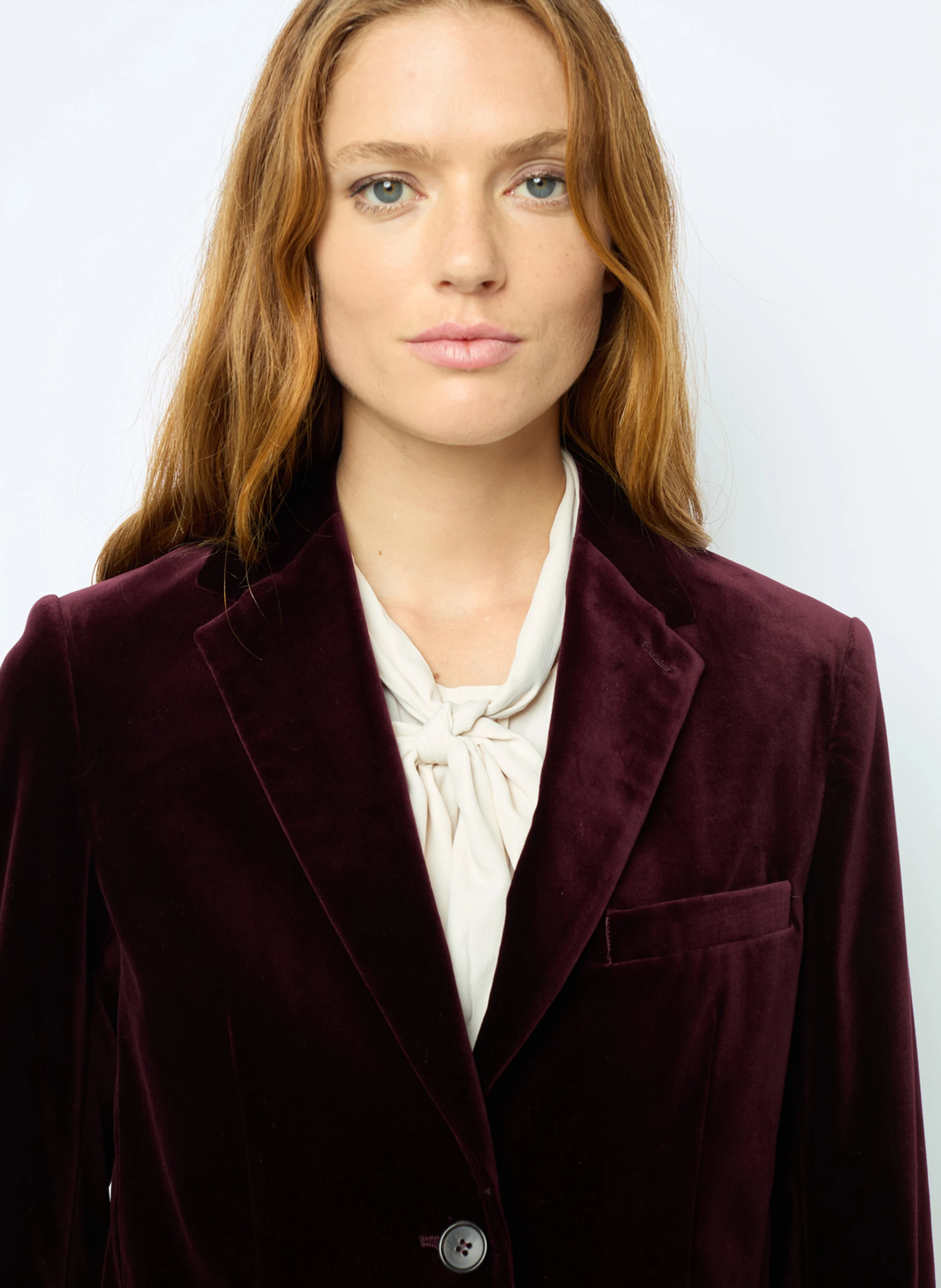 MAEVA - Veste de tailleurs velours en coton mélangé | Rouge